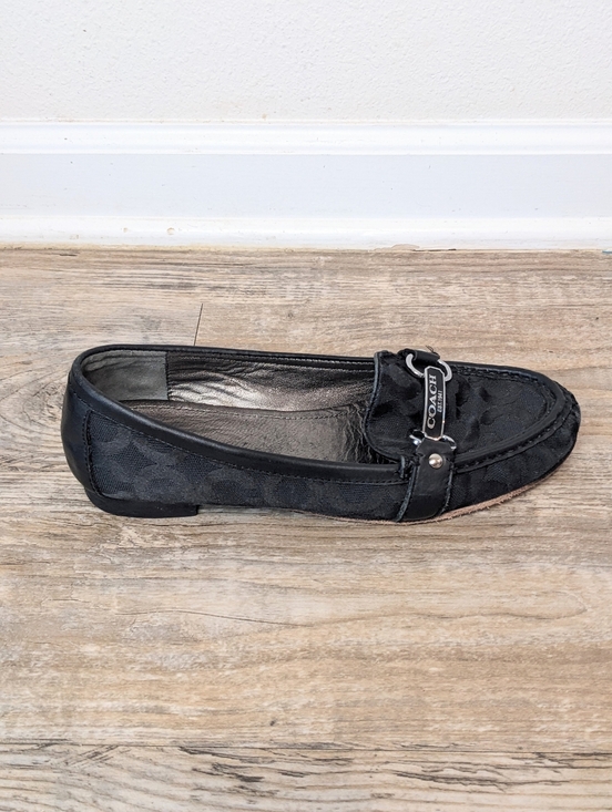 Coach Eileen Black Canvas Leather Monogram Slip On Loafers 8 - Picture 4 of 9